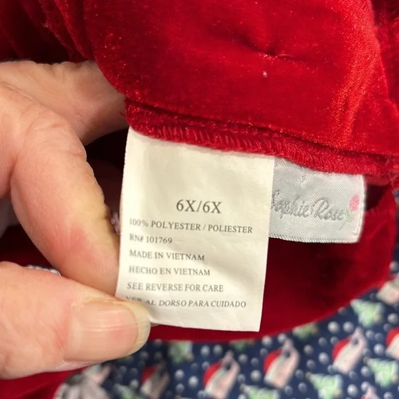 🎄 Sophie Rose Red Velvet Christmas Dress withh Holiday Embellishments size 6X - Picture 9 of 14